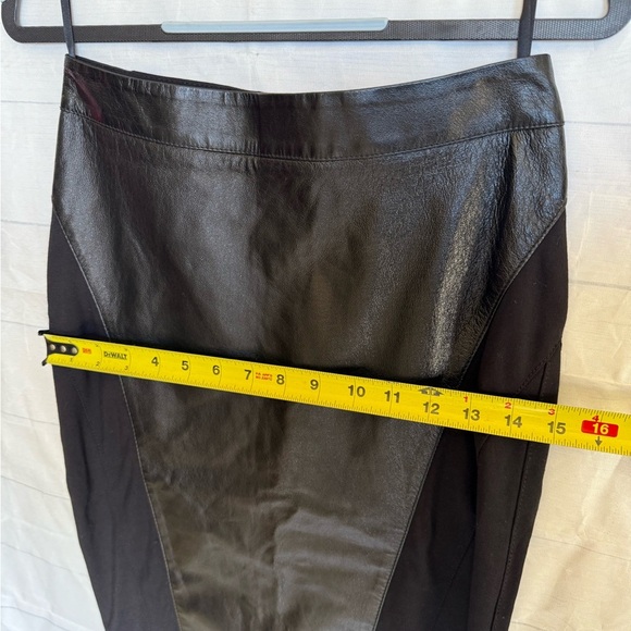 BEBE Black Leather/ fabric Pencil Skirt size 2 - Picture 7 of 13